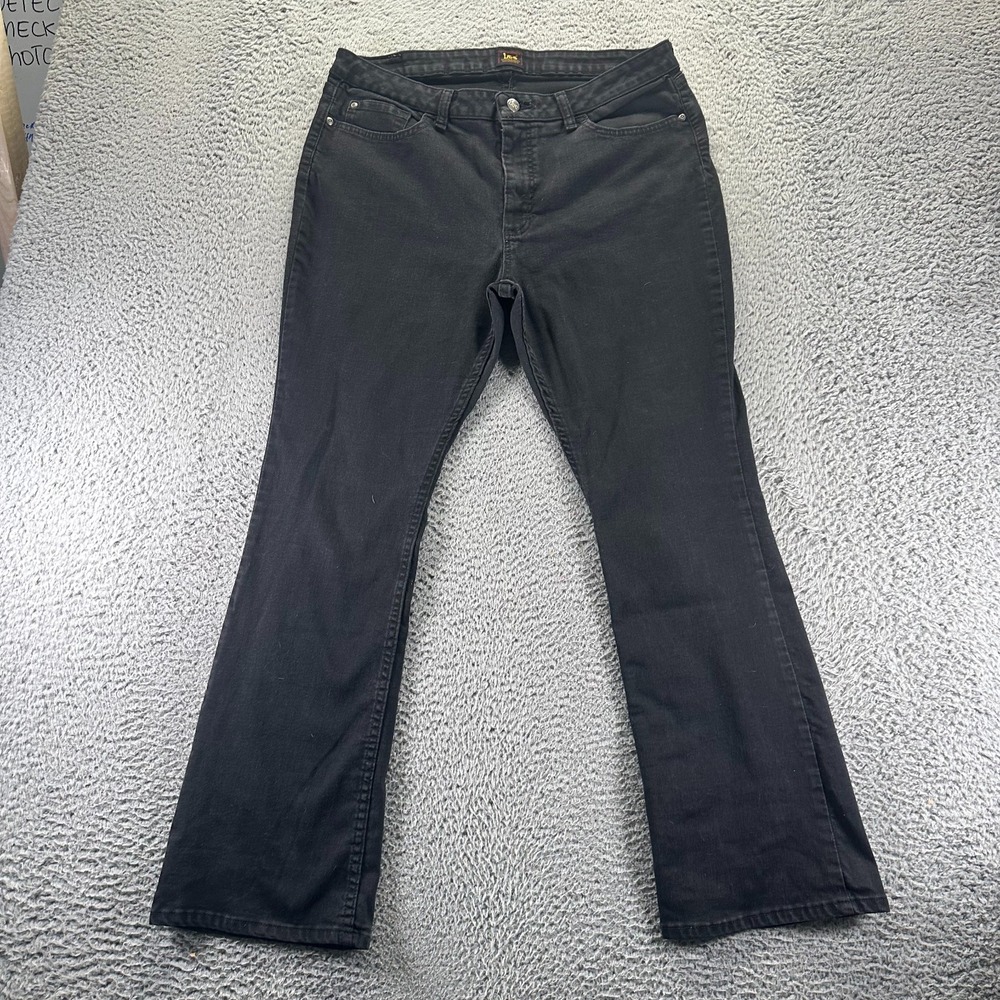 Lee Jeans‎ Women's 16 Black Cotton Denim Bootcut Workwear Travel Utility Stretch
